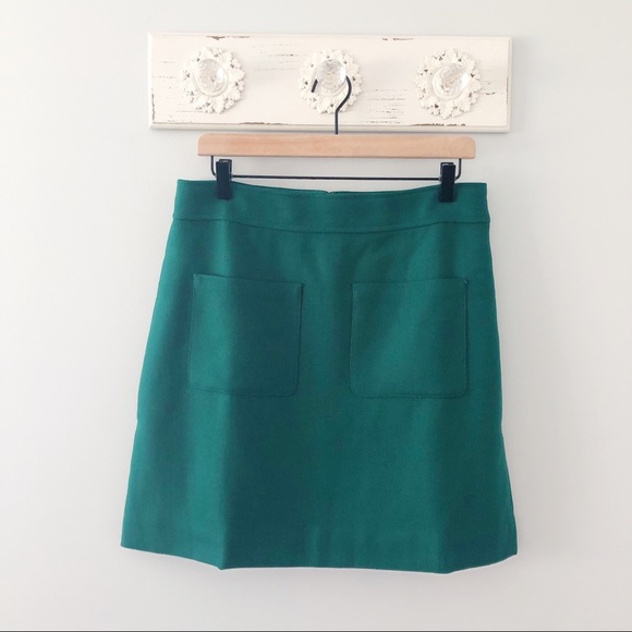 J. Crew Dresses & Skirts - J. Crew Pine Green Patch Pocket Mini Skirt Double Serge Wool NEW